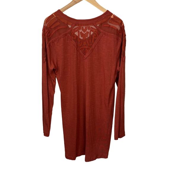 Soft Surroundings Tunic Top Rust Orange Mesh Sheer Embroidered Size XL Pullover‎ - Picture 3 of 7